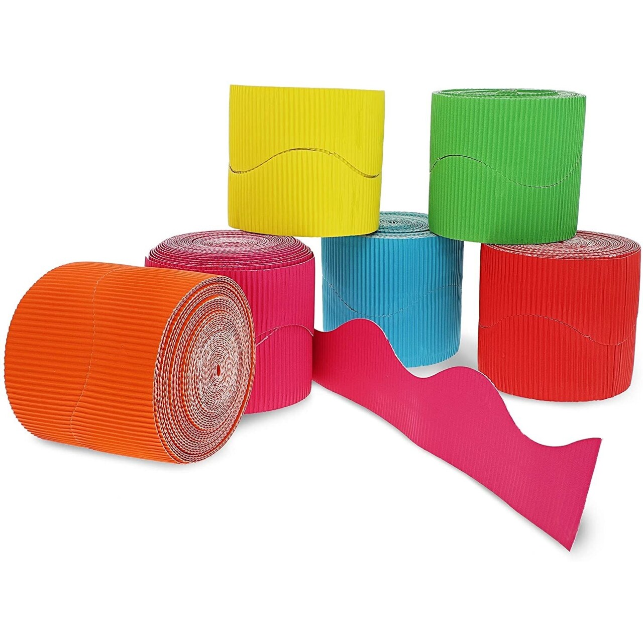 Scalloped Classroom Bulletin Board Strips, 6 Colors (25 ft, 6 Pack)